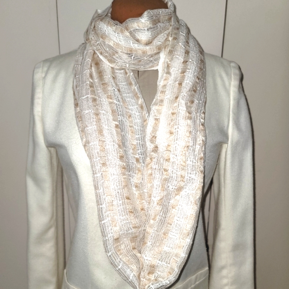 Gold And White Infinity Scarf